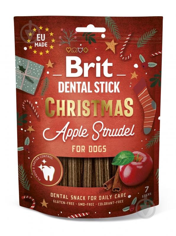 Ласощі для собак Brit Dental Stick Christmas Apple Strudel Різдвяний яблучний штрудель 7 шт. - фото 1