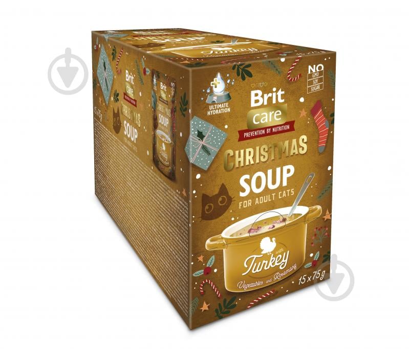 Корм влажный для котов Brit Christmas Turkey Soup рождественский суп с индейкой 75 г - фото 1 Корм влажный для котов Brit Christmas Turkey Soup рождественский суп с индейкой 75 г - фото 1