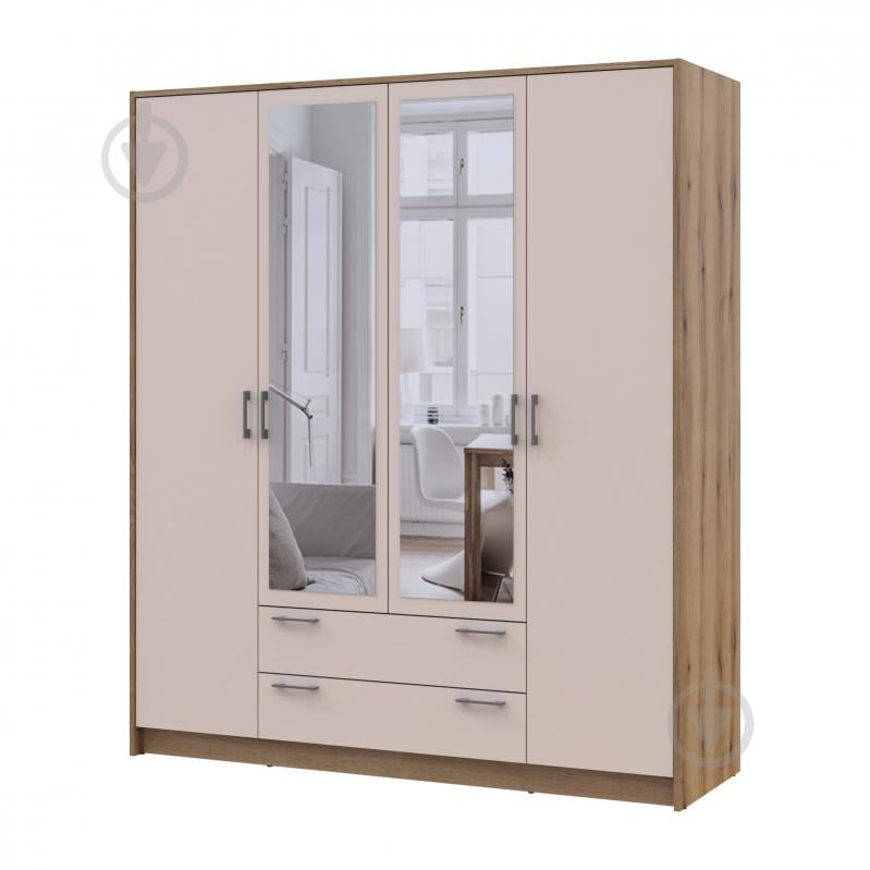 Шафа для одягу Doros Ронді 4ДСП з дзеркалом 1950х1600х520 мм дуб артізан кашемір - фото 1 Шафа для одягу Doros Ронді 4ДСП з дзеркалом 1950х1600х520 мм дуб артізан кашемір - фото 1