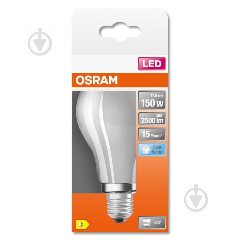 Лампа светодиодная Osram A60 16 Вт E27 4000 К 220 В матовая FIL A150FR 2542Lm - фото 3