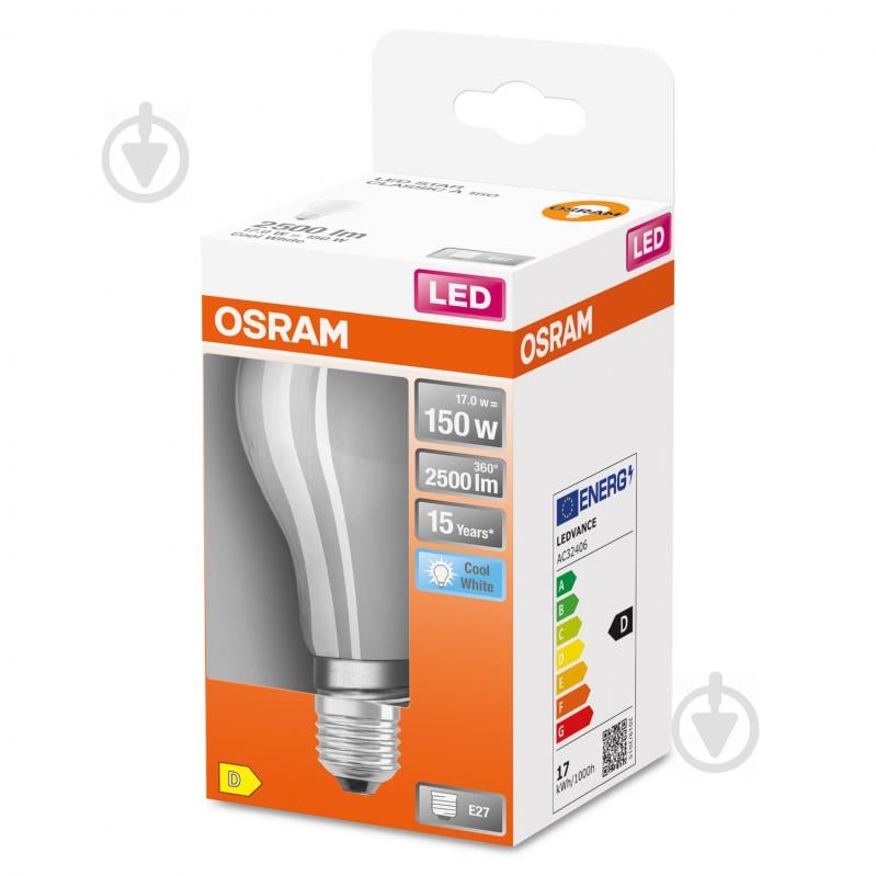 Лампа светодиодная Osram A60 16 Вт E27 4000 К 220 В матовая FIL A150FR 2542Lm - фото 2