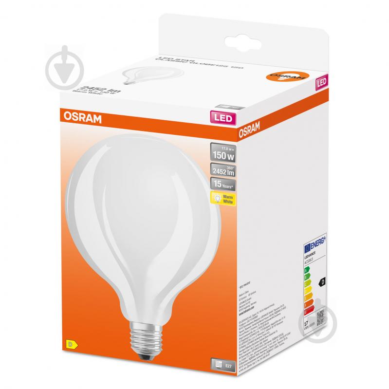 Лампа светодиодная Osram G120 17 Вт E27 2700 К 220 В матовая FIL G1250FR 2542Lm - фото 2