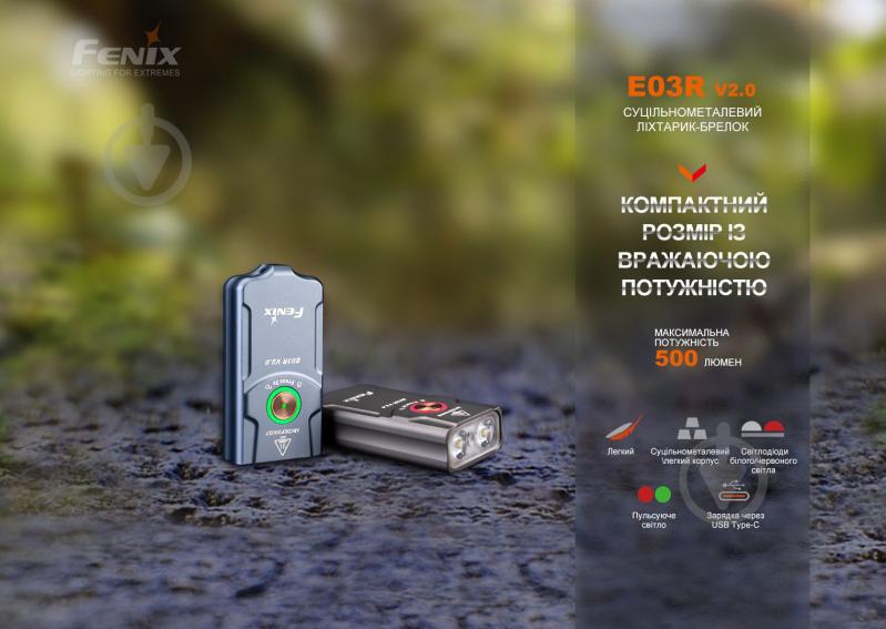 Ліхтарик Fenix E03RV20BL наключний блакитний - фото 5