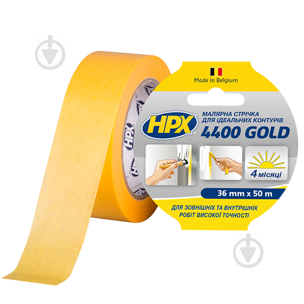 Лента малярная HPX 4400 GOLD для идеальных краев 100°С 36 мм x 50 м FP3850 - фото 1