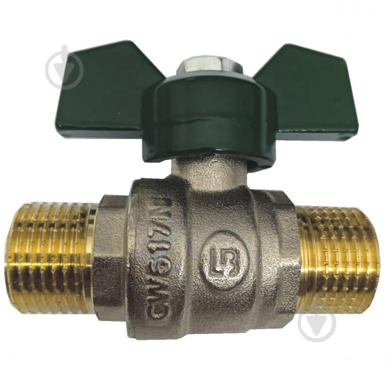 Кран шаровой Water House в/в 20 бабочка зеленая никель LB (Ц00549) - фото 1 Кран шаровой Water House в/в 20 бабочка зеленая никель LB (Ц00549) - фото 1