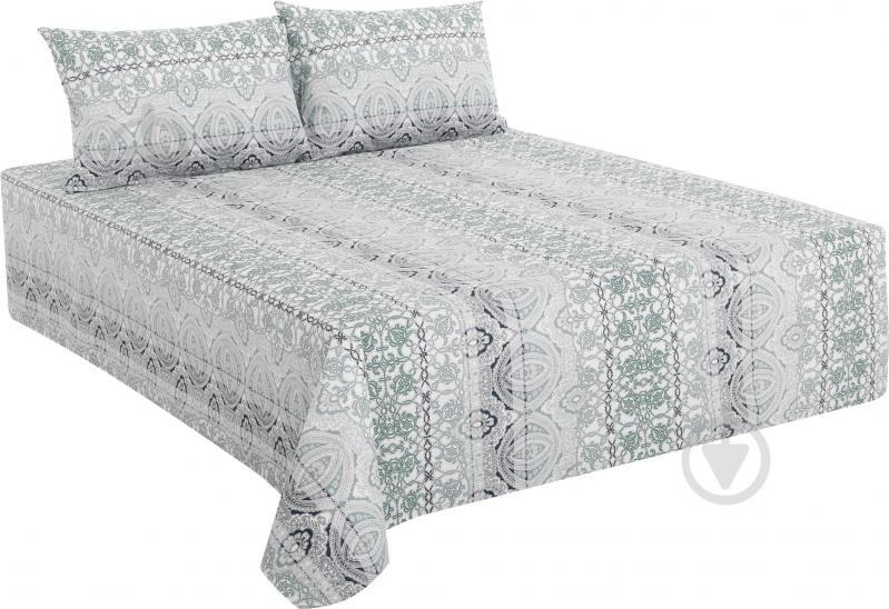 Комплект постельного белья Будур 2,0 серый с зеленым UP! (Underprice) - фото 2