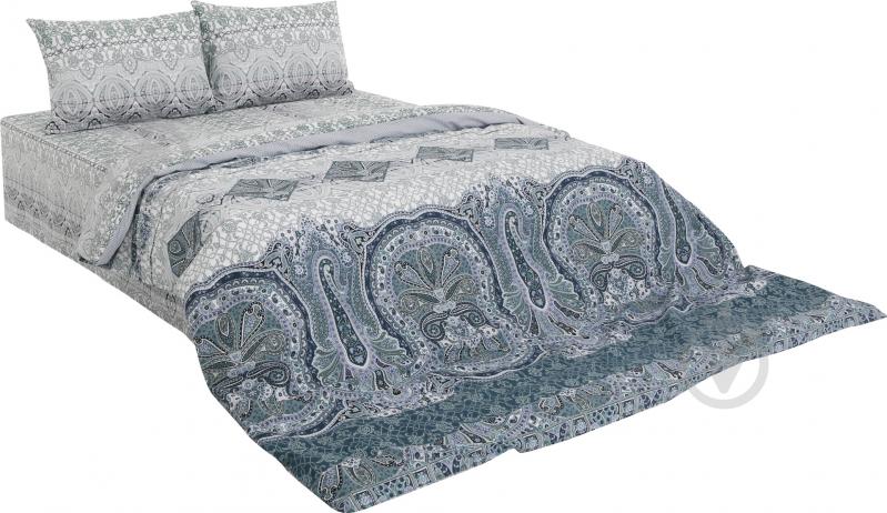 Комплект постельного белья Будур 2,0 серый с зеленым UP! (Underprice) - фото 1