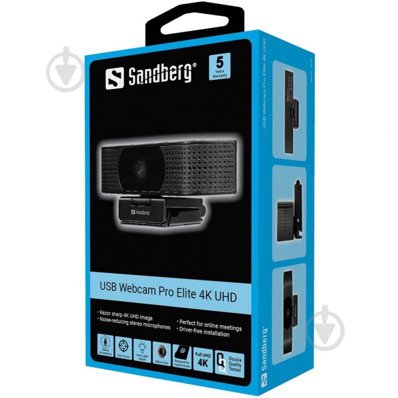 Веб-камера Sandberg Webcam Pro Elite 4K UHD (IMX258) Autofocus USB-A/USB-C Black (134-28) - фото 5