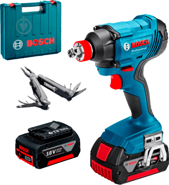 Гайковерт ударный аккумуляторный Bosch Professional GDX 180-LI + Swiss Peak Multitool 0615990K9W - фото 1