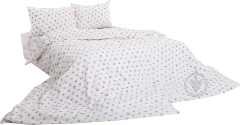Комплект постельного белья Basic Кантри 2 семейный белый с розовым La Nuit - фото 1