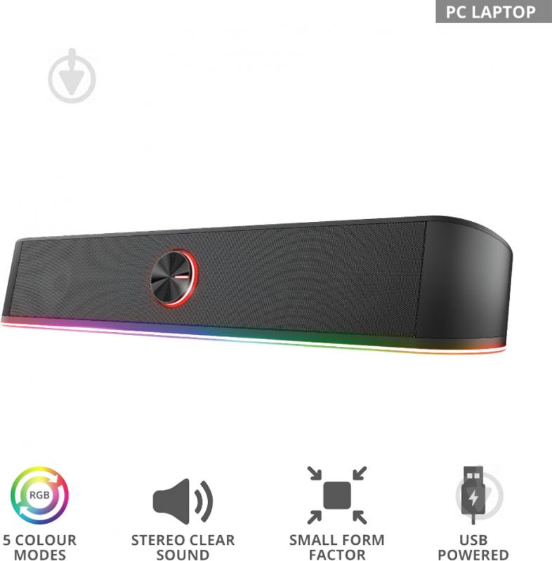 Акустическая система Trust GXT 619 Thorne RGB Illuminated Soundbar 1.0 black (24007) - фото 7