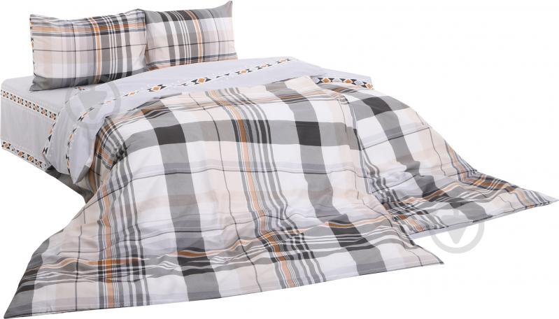 Комплект постельного белья Naples семейный серый с желтым Ibodo - фото 1