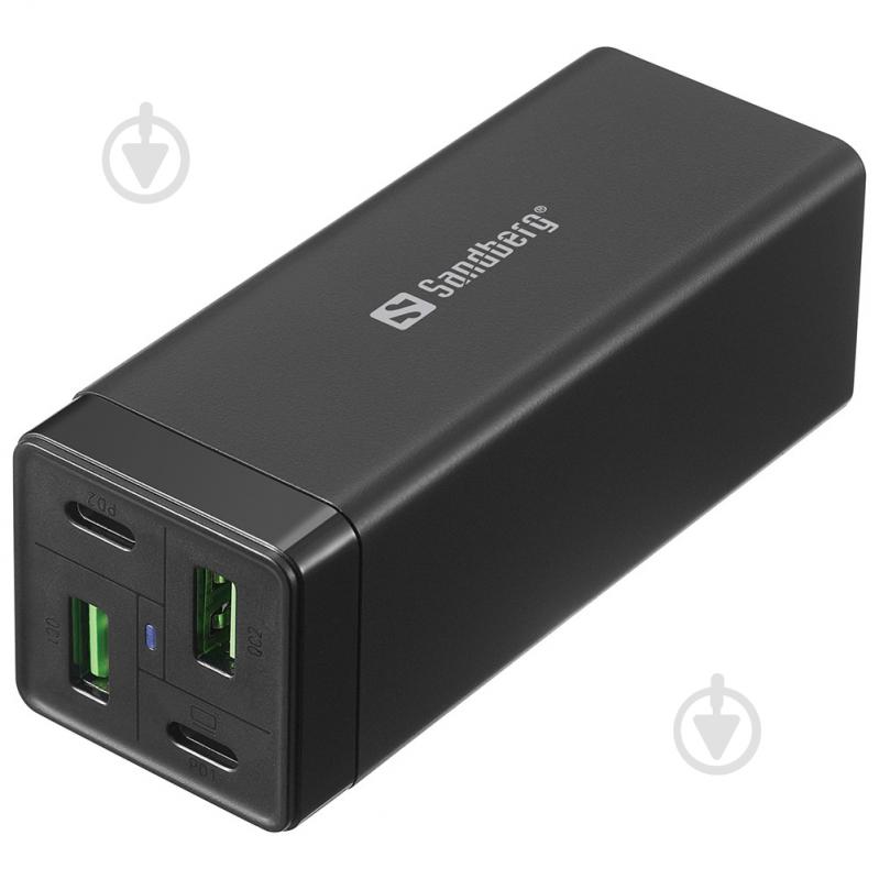 Зарядний пристрій Sandberg 4 в 1 2xUSB-C 2xUSB PD 65W QC 3.0 20 Вт Black 441-45 - фото 1