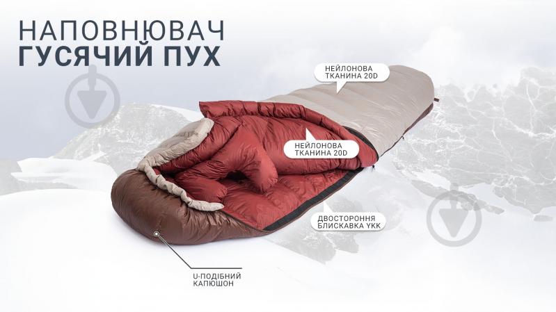 Спальный мешок Naturehike с натуральным пухом Snowbird NH20YD001, р-р L, коричневый 720 г (-3 °C / -22 °C) - фото 16