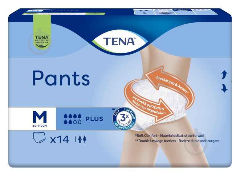 Подгузники-трусики Tena Pants Plus урологические для взрослых размер M 80-110 14 шт. - фото 2