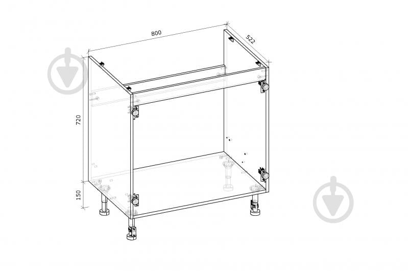 Тумба нижняя Грейд Оптимум под мойку 800x870x522 мм белый - фото 2