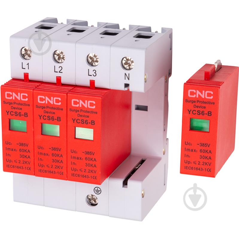 Устройство защиты от импульсных перенапряжений CNC YCS6-B 4P 30-60KA 385V NV821716 - фото 2