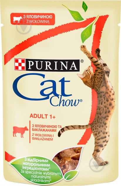 Корм Purina Cat Chow Adult 1+ с говядиной и баклажанами в желе 85 г - фото 1