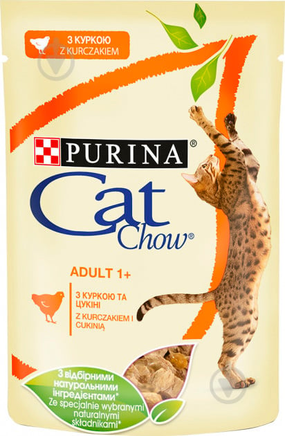 Корм Purina Cat Chow Adult 1+ с курицей и цукини в желе 85 г - фото 1