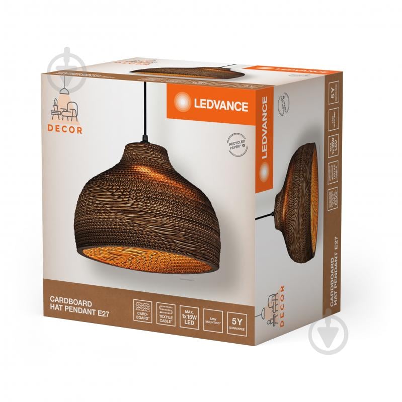 Подвес Ledvance Decor Cardboard Hat Pendant 1x/E27 коричневый - фото 11