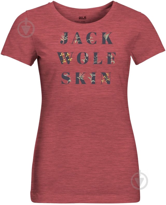 Футболка Jack Wolfskin FLOWER LETTER T W 1806921-3038 р.L бордовий - фото 1