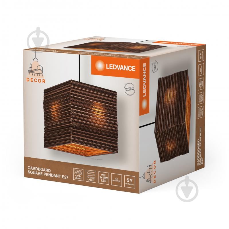 Подвес Ledvance Decor Cardboard Square Pendant Brown 1x/E27 - фото 16