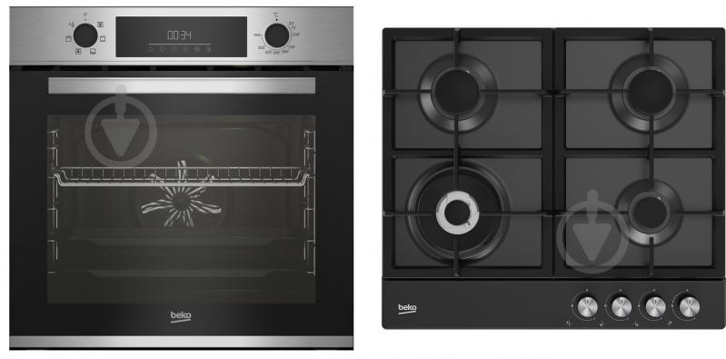 Комплект встраиваемой техники Beko Духовой шкаф BBIE123002XD + Варочная поверхность HIAW64225SB - фото 1