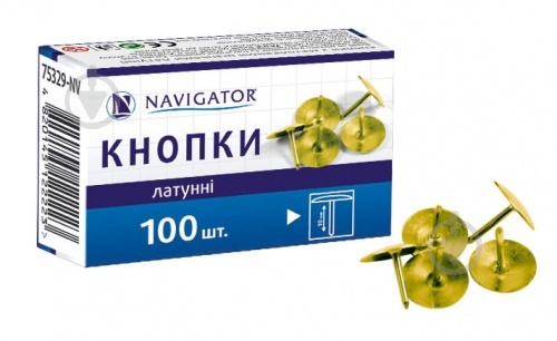 Кнопки канцелярські Navigator 100 шт. латунні 75329-NV - фото 1