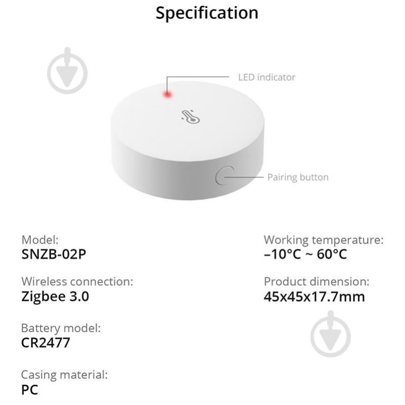 Розумний датчик вологості та температури Sonoff Zigbee SNZB-02P - фото 4