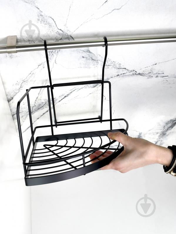 Полка на рейлинг Homax YJ-G301 A BL 320x280x320 мм угловая черный - фото 3