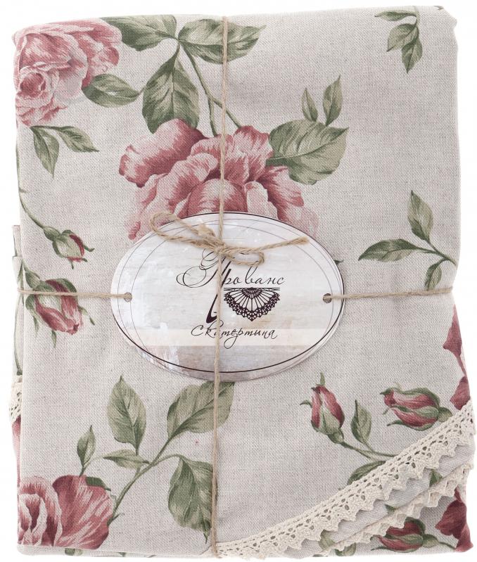 Скатертина large pink Rose Ø 200 см бежевий із малюнком Прованс - фото 3