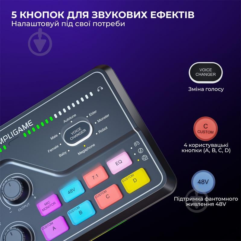 Мікшер FIFINE SC8 gaming sound card (SC8) Black - фото 7 Мікшер FIFINE SC8 gaming sound card (SC8) Black - фото 7