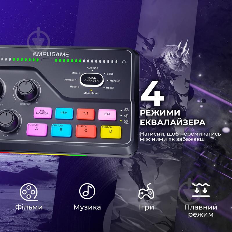 Мікшер FIFINE SC8 gaming sound card (SC8) Black - фото 9 Мікшер FIFINE SC8 gaming sound card (SC8) Black - фото 9