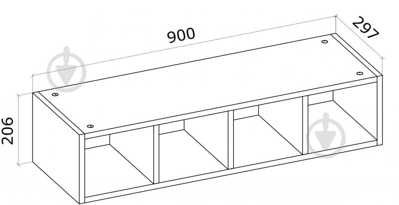 Шафа верхня Грейд Оптимум відкрита 900x206x297 мм білий - фото 2