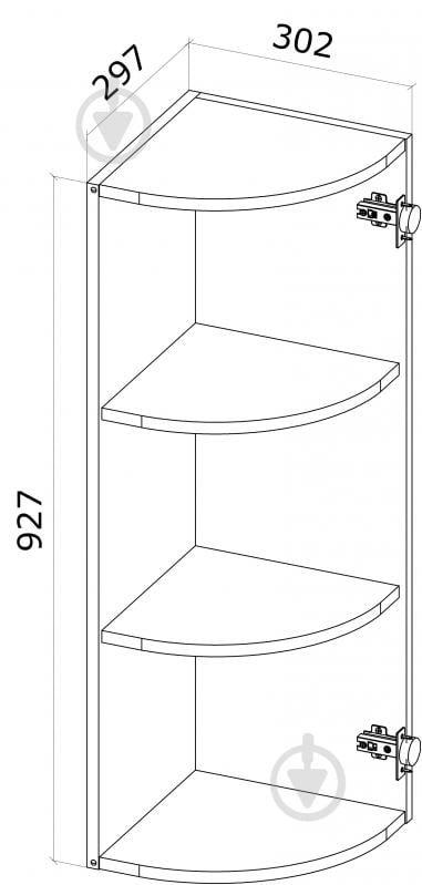 Шафа верхня Грейд Оптимум радіусна 302x927x297 мм білий - фото 2
