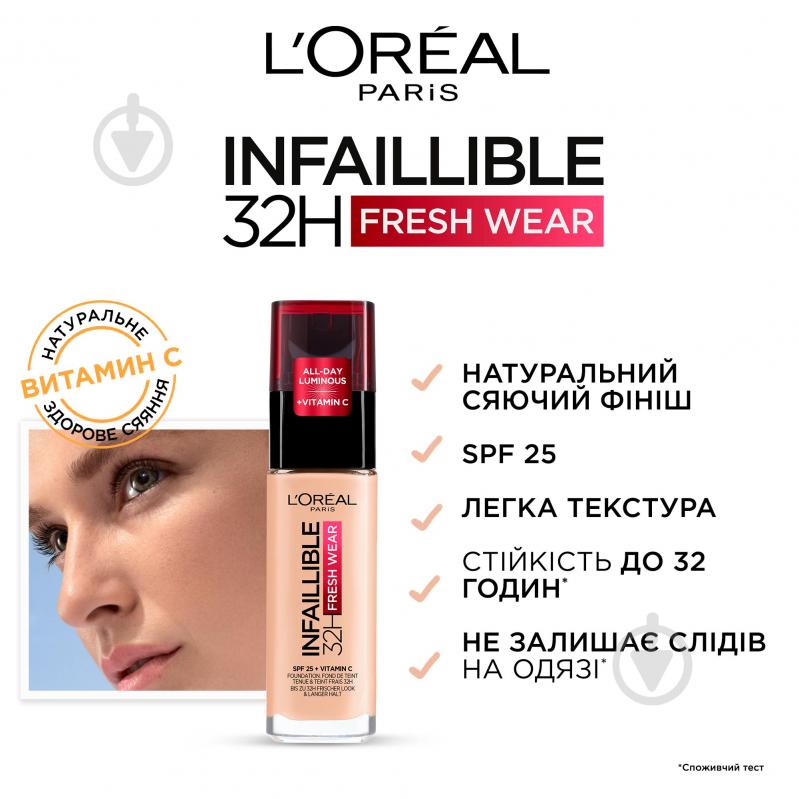 Тональна основа L'Oreal Paris Infallible 200 natural beige 30 мл - фото 5