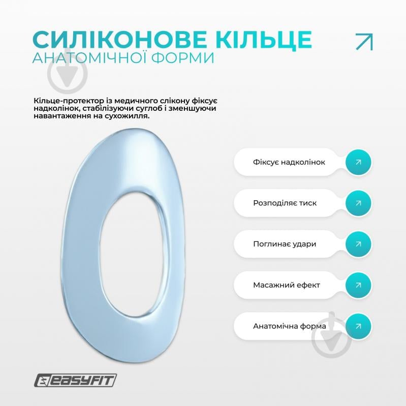 Бандаж (фиксатор) коленного сустава с ребрами жесткости и силиконовой вставкой. Размер L EasyFit р. L серый - фото 4 Бандаж (фиксатор) коленного сустава с ребрами жесткости и силиконовой вставкой. Размер L EasyFit р. L серый - фото 4