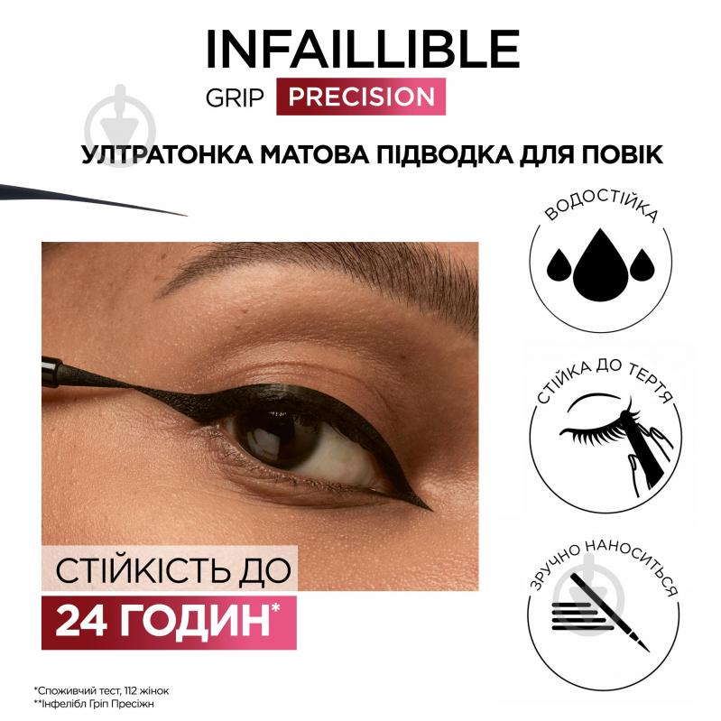 Підводка-фломастер L'Oreal Paris Infallible Ультратонка матова Black 9 г - фото 3