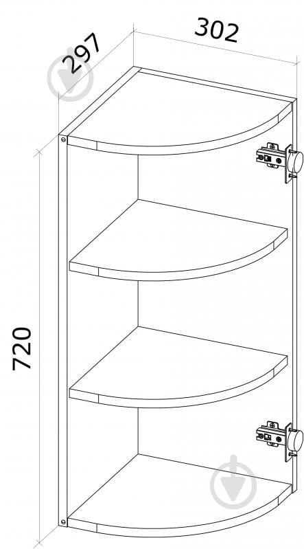 Шафа верхня Грейд Оптимум радіусна 302x720x297 мм білий - фото 2