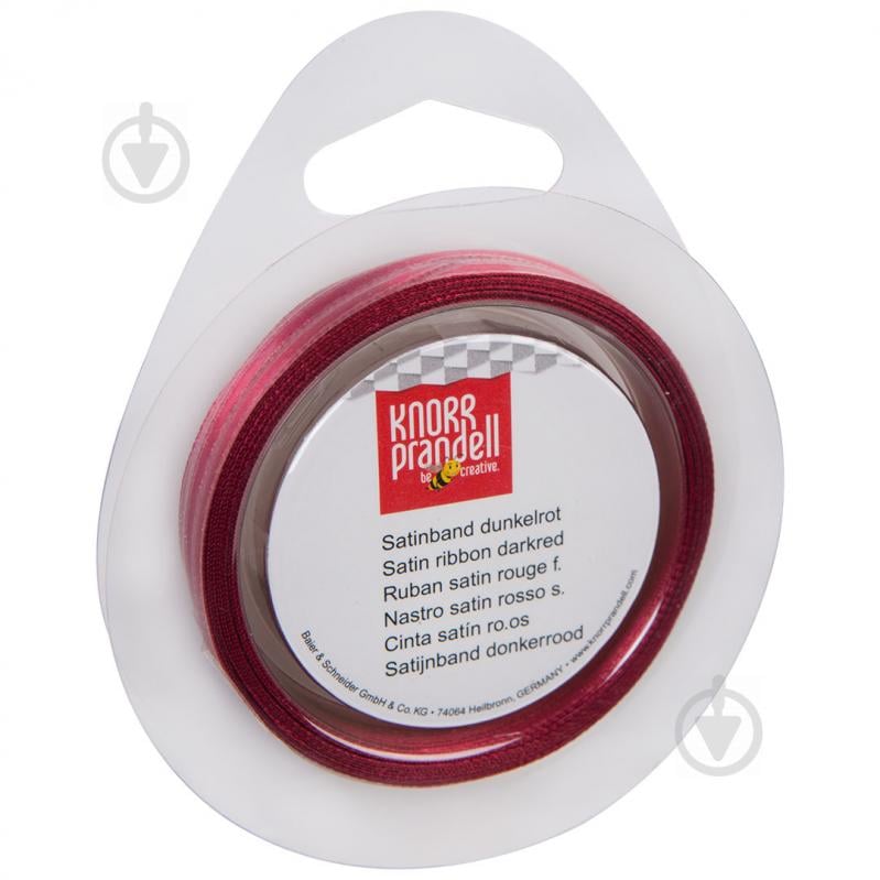 Лента декоративная Knorr Prandell Лента сатиновая бордовая ribbon 3mm 10m darkred 0,3 см 10 м бордовый - фото 1