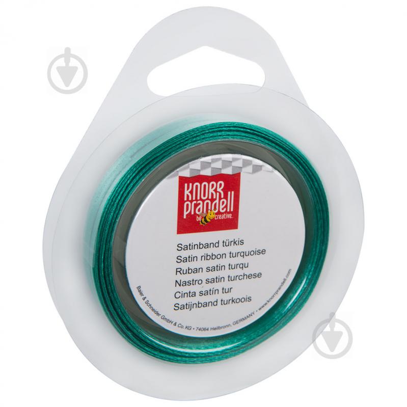 Лента декоративная Knorr Prandell Лента сатиновая бирюзовая ribbon 3mm 10m turquoise 0,3 см 10 м бирюзовый - фото 1