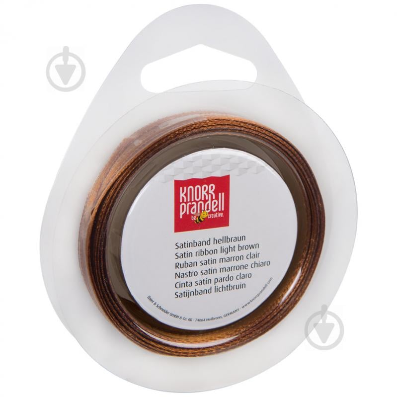 Лента декоративная Knorr Prandell Лента сатиновая коричневая ribbon 3mm 10m lt.brown 0,3 см 10 м коричневый - фото 1