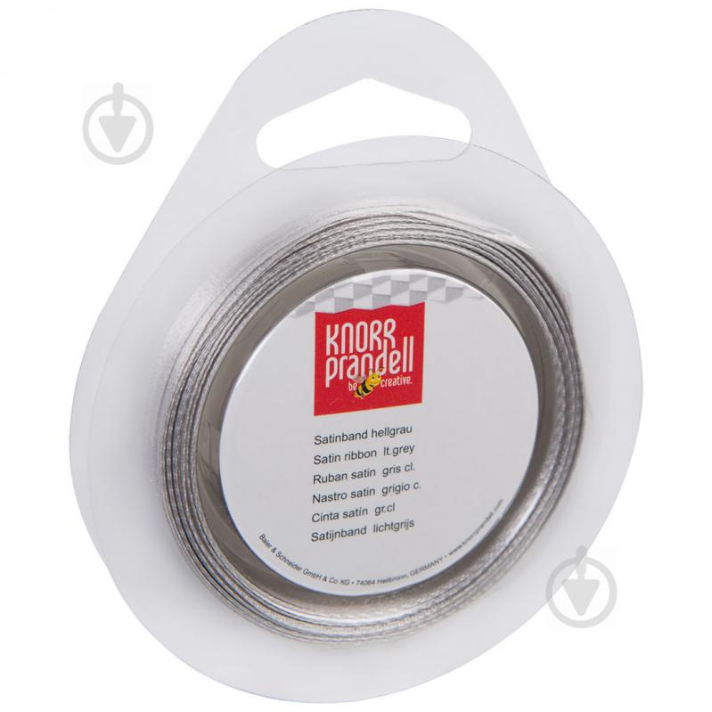 Стрічка декоративна Knorr Prandell Стрічка сатинова ribbon 3mm 10m lt.grey 0,3 см 10 м срібний - фото 1