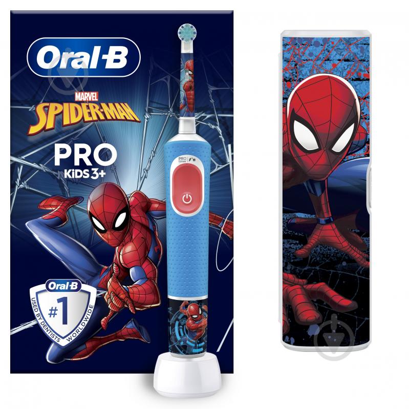 Електрична зубна щітка Oral-B Pro Kids «Людина-Павук» + Футляр - фото 1