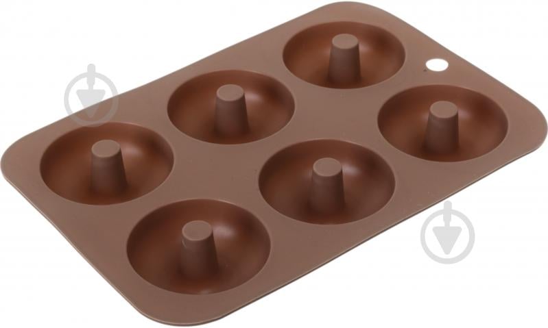 Форма для випікання Smart Kitchen by Flamberg пончиків з втулкою на 6шт Peach&Brown series 26х18х2,5 см персиковийх - фото 1 Форма для випікання Smart Kitchen by Flamberg пончиків з втулкою на 6шт Peach&Brown series 26х18х2,5 см персиковийх - фото 1