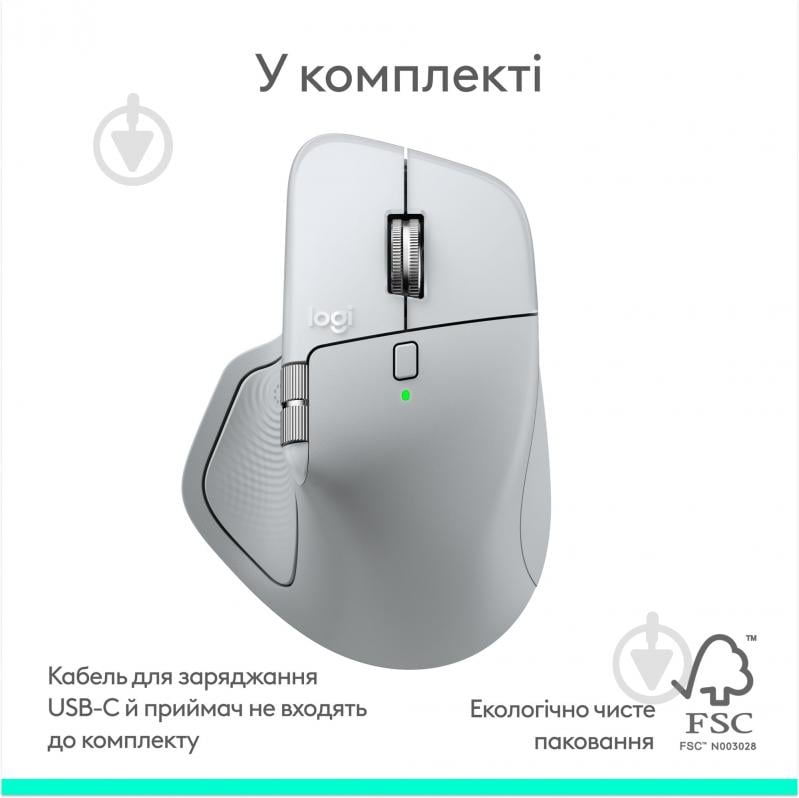 Игровая мышь Logitech MX Master 4 for Mac Performance Wireless Mouse white silver (910-007576) - фото 3