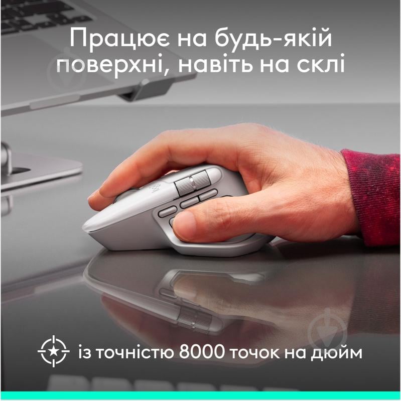 Игровая мышь Logitech MX Master 4 for Mac Performance Wireless Mouse white silver (910-007576) - фото 9