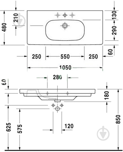 Умывальник DURAVIT Dcode 105x48 см - фото 2