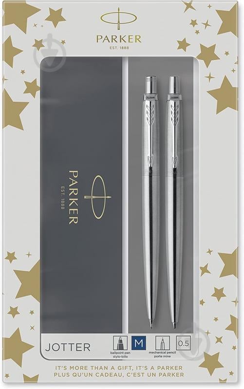 Набір ручок Parker Jotter Stainless Steel CT BP+PCL 16 172b23 (кулькова + олівець) - фото 1