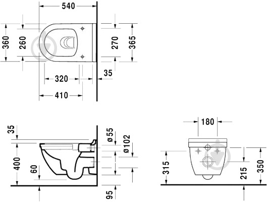 Унитаз подвесной DURAVIT Starck 3 2527090000 - фото 2 Унитаз подвесной DURAVIT Starck 3 2527090000 - фото 2